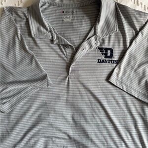 Champion Men's Light Gray Striped Dayton Flyers Polo Large
